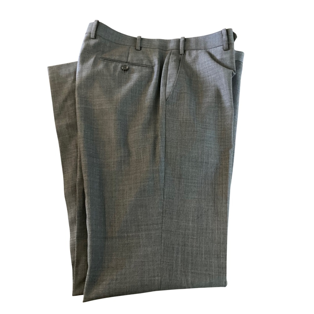Lauren Ralph Lauren Mens 100% Wool Dress Pants Gray Flat Front 36x34
